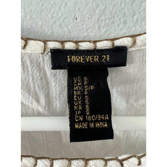 Forever 21 Top Women's Small Boho Lightweight Flowy Sequin Gauze Babydoll - Picture 4 of 7